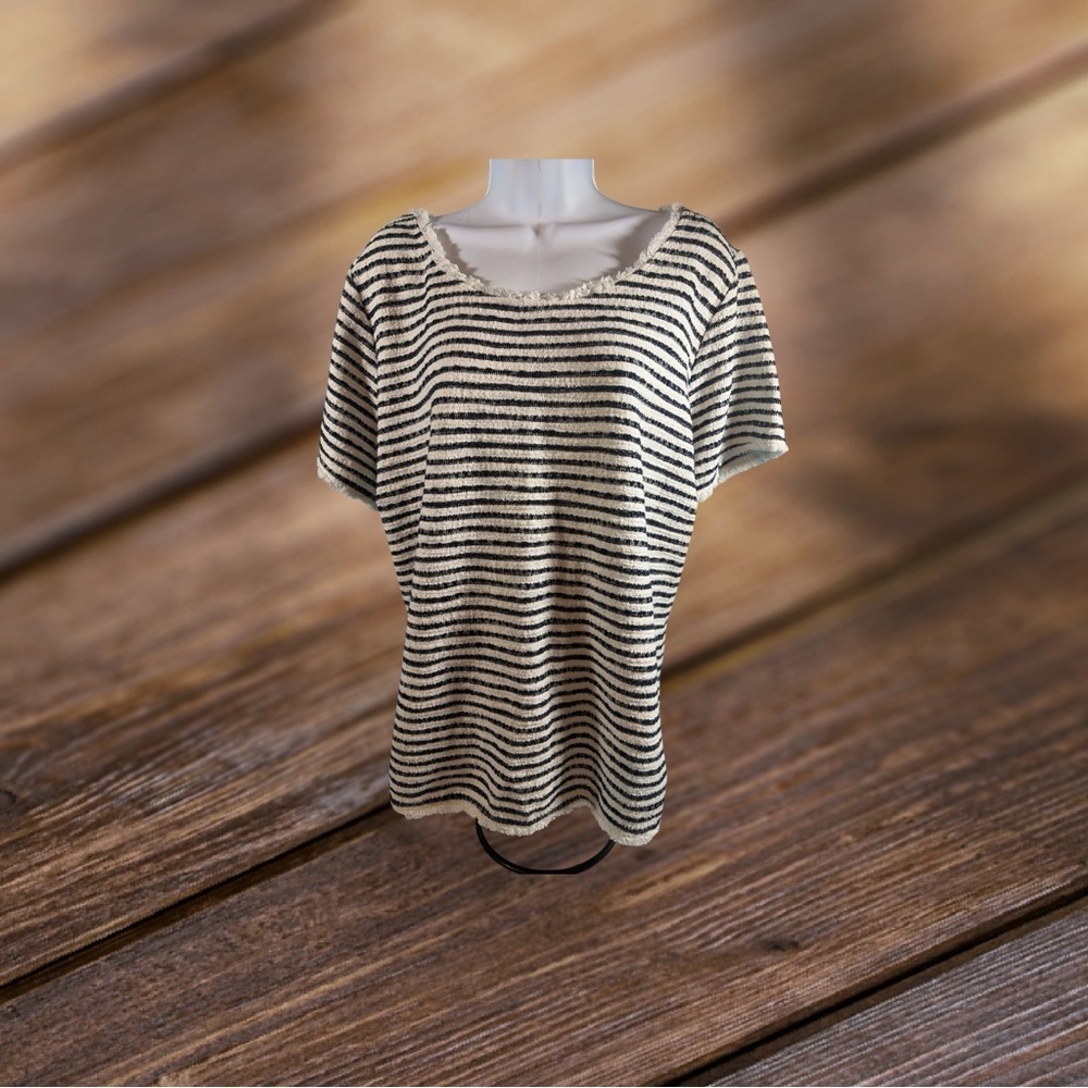 Green Envelope Los Angeles Women 2XL Striped Short Sleeve T Shirt